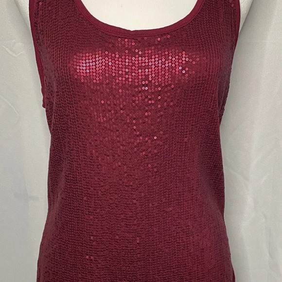 Maurices Tops - Maurices Burgundy Sequined Tank Top